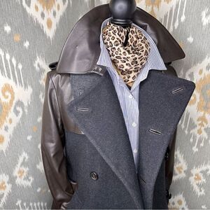 Ralph Lauren Black Label Charcoal & Chocolate Wool Lambskin Trench Coat